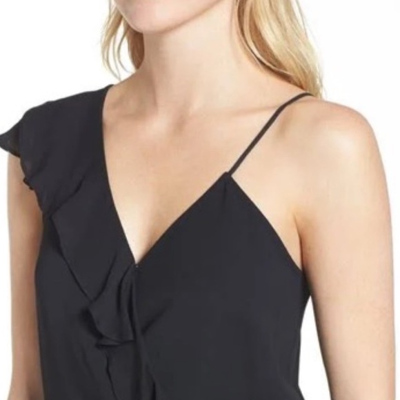 PARKER Addison Black Asymmetrical One-Sleeve Ruffle Jumpsuit Size 2 - Picture 4 of 15